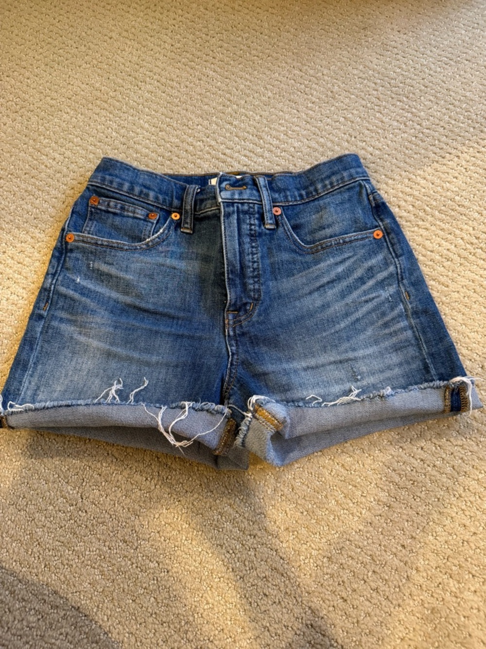 Women's Rolled Hem Distressed Denim Shorts - Blue